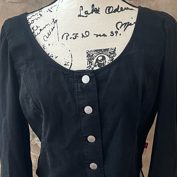 LEVIS DARYN CORSET STYLE DENIM TOP LARGE BLACK - Picture 8 of 8